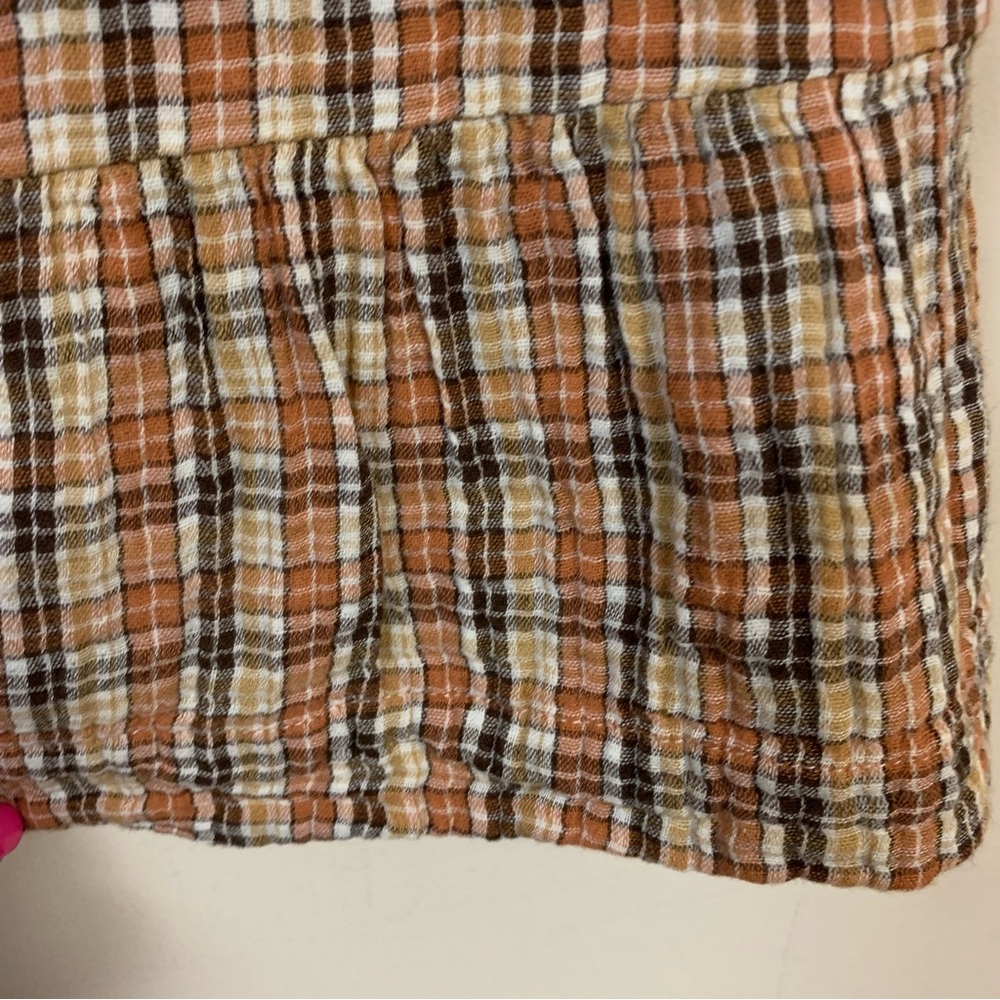 🆕 Old Navy Dress Girl’s 6-7 Plaid Ruffle Neutral Boho Brown Fall Preppy Crinkle - Picture 3 of 7